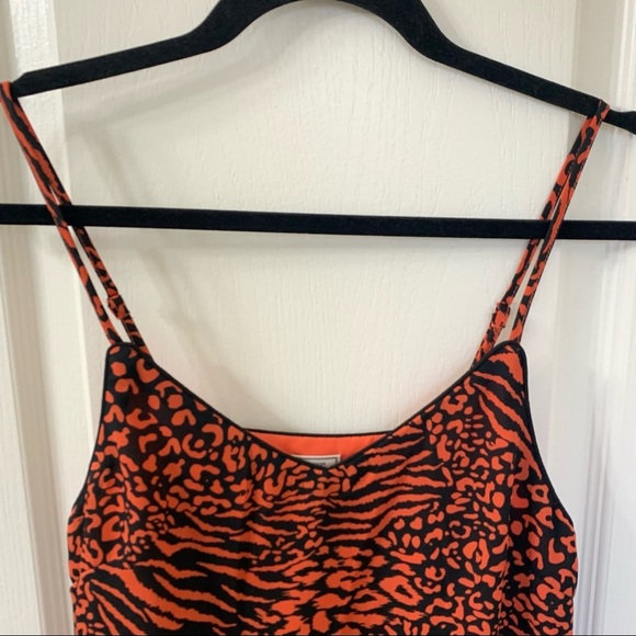 Orange Black Animal Print Silky Tank Top Women’s Size XS - Picture 3 of 16